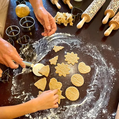 Vista 4 de Rodillo AZTEC en relieve – Rodillo de masa y arcilla para galletas en relieve y cerámica, galletas y sello de cerámica, regalos para hornear