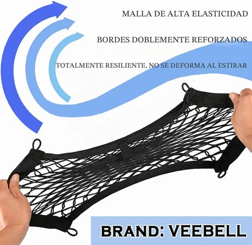 Vista 2 de Paquete de 2 redes de carga pequeñas con bolsillo de almacenamiento, red de malla elástica para automóvil, redes de carga automotrices, bolsa