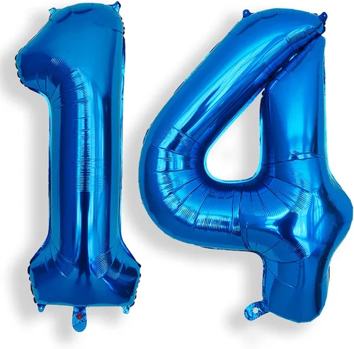 Vista 10 de AULE Globo azul de 40 pulgadas 0 con números grandes de cumpleaños del 0 al 9