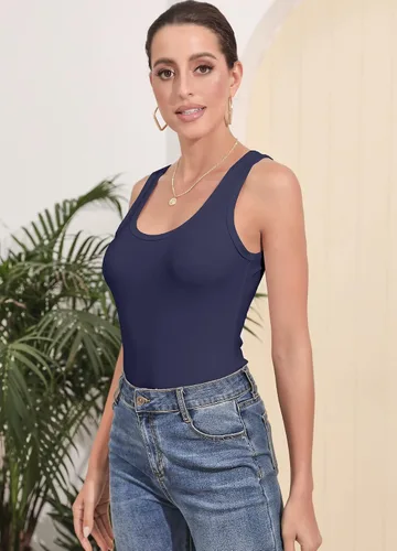 Vista 3 de UNTYHOTS Camiseta sin mangas para mujer, cuello redondo, cuello redondo, sin mangas, para mujer