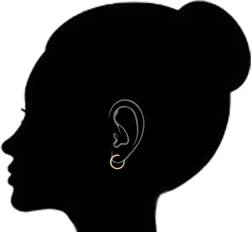Vista 4 de Ritastephens Aretes Huggies de oro amarillo macizo de 14 quilates, 0.079 in x 0.512 in, Oro blanco Oro amarillo