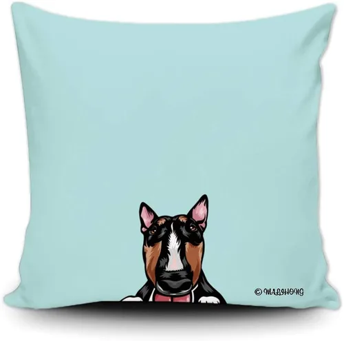Vista 8 de Funda de almohada para perro, divertida funda de almohada para sofá, cama, decoración del hogar, 20 x 20 pulgadas Bull Terrier-1-10