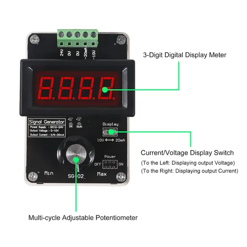 Vista 7 de Generador de señal ajustable de 4-20 mA,AITRIP DC 0-10V 0 4-20 mA Simulador analógico de voltaje de corriente para ajuste de valor, panel PLC LED