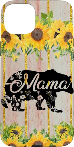 Vista 9 de Mama Bear Rustic Woodgrain Sunflower Farmhouse Country Mama Case for iPhone 17