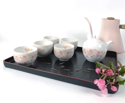 Vista 6 de JapanBargain 4701, juego de té japonés de porcelana para adultos, té chino asiático oriental estilo china, flor de cerezo, hecho en Japón (Sakura)