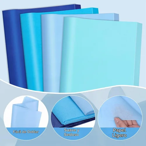 Vista 3 de woric 160 hojas de papel de seda azul para bolsas de regalo de 20 x 14 Combinado azul