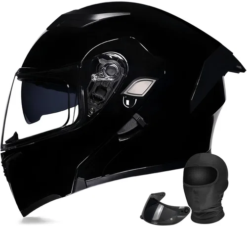 Vista 15 de Casco modular de motocicleta de cara completa aprobado por DOT con protector solar de doble visera, sistema de ventilación múltiple, forro lavable