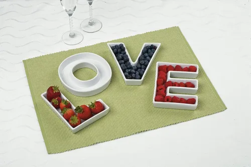 Vista 3 de Plato de cerámica con diseño de carta de amor Ivy Lane, color blanco, 6 - pulgadas, Blanco
