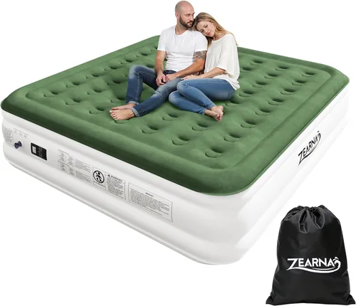 Vista 11 de Zearna Colchón de aire tamaño twin con bomba incorporada, colchón inflable resistente de 16", colchón de aire inflable con superficie superior