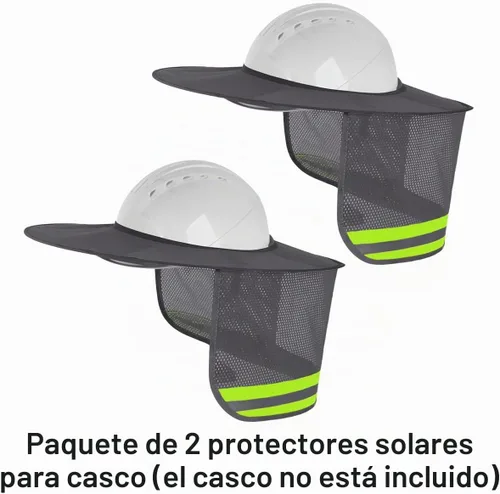 Vista 7 de Paquete de 2 protectores solares para casco duro, protector solar de malla de ala completa para cascos duros, alta visibilidad, reflectante