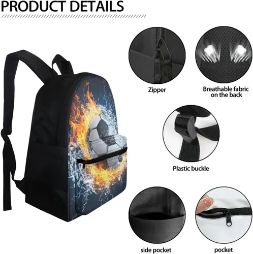 Vista 279 de FOR U DESIGNS Fuego baloncesto impreso niños escuela mochilas viaje mochila libro bolsa