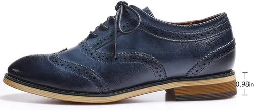 Vista 2 de Mona flying Zapatos de tacón apilado para mujer Oxfords de cuero con cordones cómodos