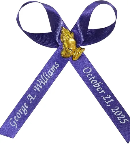 Vista 3 de 25 cintas personalizadas de servicio conmemorativo para celebración fúnebre de la vida, por encargo, conmemoración de conciencia, aniversario, cruz