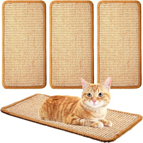 Vista 8 de Tuanse 4 alfombrillas rascadoras para gatos, 15.7 x 7.8 pulgadas, almohadilla rascador de sisal para gatos, alfombra horizontal para rascar el suelo