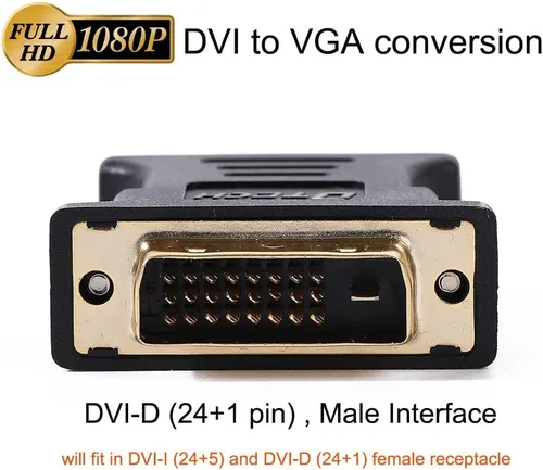 Vista 7 de DTECH Adaptador DVI a VGA DVI-D macho a VGA hembra Convertidor 1080P Conector de vídeo 24+1 Pin para monitor Proyector de computadora