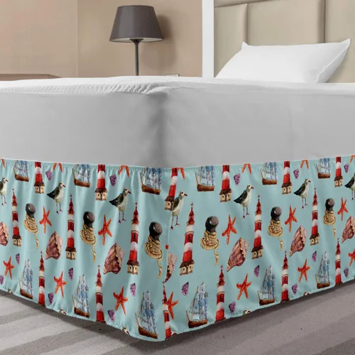Vista 35 de Lunarable Falda de cama elástica de trébol, tréboles de cultura irlandesa con temática del día de San Patricio, 4 hojas, falda de cama de tela