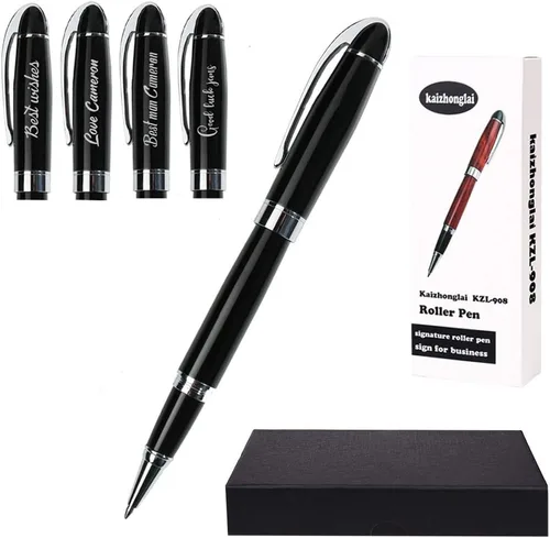 Vista 11 de Ancolo Bolígrafo de rodillo personalizado con caja de bolígrafo, perfecto para cumpleaños, negocios, fiestas para hombres y mujeres con nombre