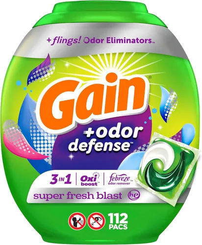 Vista 9 de Gain Flings cápsulas de detergente para lavandería con defensa contra el olor, 60 unidades, aroma Super Fresh Blast, cápsulas de detergente HE 3en1