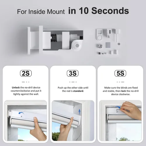 Vista 2 de Persianas motorizadas inteligentes con control remoto, persianas enrollables automáticas sin taladro, persianas eléctricas opacas para ventanas
