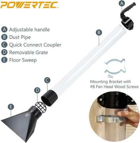Vista 3 de POWERTEC 70282V - Barrido de piso para recolección de polvo, 4 pulgadas, 1 paquete