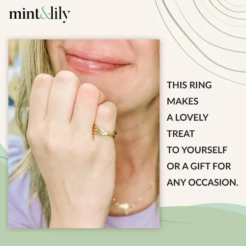 Vista 4 de Mint & Lily Delicado anillo para ansiedad entrelazado