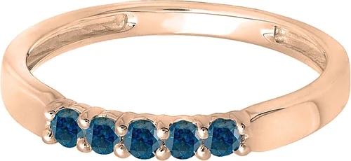 Vista 62 de Dazzlingrock Collection Anillo de boda redondo de 5 piedras preciosas o diamantes para mujer en oro macizo de 10 K/14 K/18 K