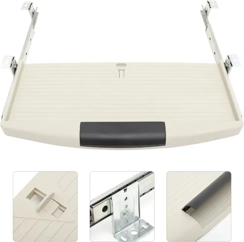Vista 4 de MAGICLULU Caja para teclado de computadora, bandeja de teclado debajo de la mesa, cajón de teclado, soporte para computadora de escritorio, soporte