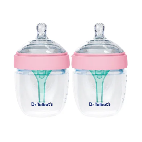 Vista 10 de Botella de silicona anticólicos Dr. Talbot's - 5 oz Sistema de ventilación avanzado, pezón flexible suave de flujo lento - Aqua Top