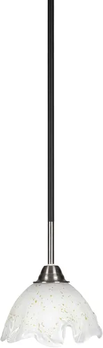 Vista 150 de Toltec Lighting Paramount - Mini colgante de 1 luz en acabado negro mate con cristal de arte perla de 7 pulgadas y estilo negro