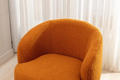 Vista 18 de Silla giratoria decorativa, moderna silla tapizada de barril con respaldo ergonómico y cojín cómodo, sillón individual de ocio para sala de estar