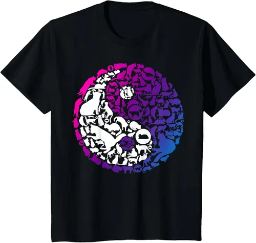 Vista 28 de Cute Kitty Cats and Zen Spirit Peace & Love Yin Yang - Camiseta de gato Negro