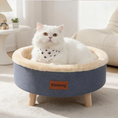 Vista 13 de Cama redonda calmante para gatos y perros para gatitos Gris