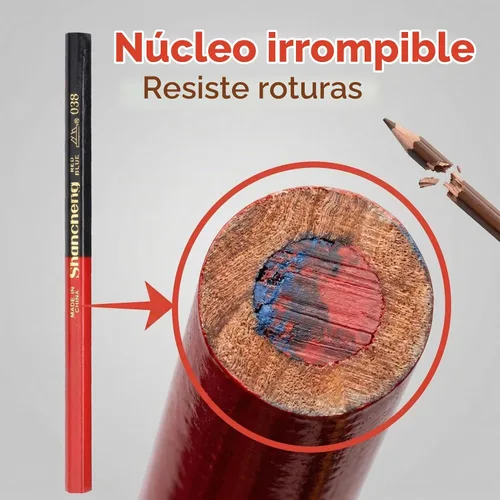 Vista 2 de Naroote Lápices de construcción, 10 Uds. Lápices de carpintero duro, rojo, azul, 2 núcleos, hexágono, 2 cabezas, bricolaje, carpintería, marcador