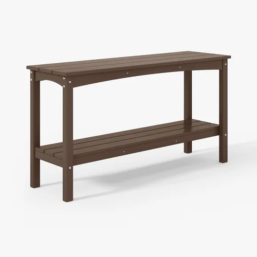 Vista 14 de WestinTrends Malibu - Mesa consola Adirondack de 55 pulgadas para patio al aire libre, 2 niveles, teca
