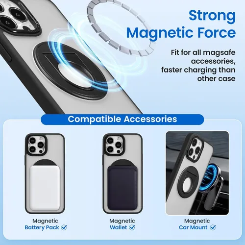 Vista 2 de ZCDAYE Funda para iPhone 13 Pro Max con soporte, iPhone 13 Pro Max, funda magnética para teléfono con soporte giratorio invisible, carga