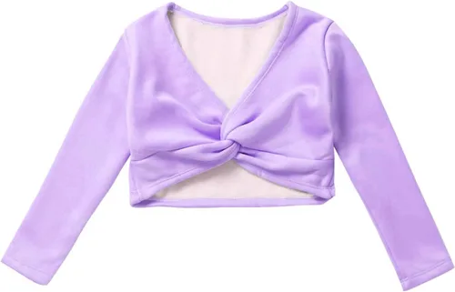 Vista 53 de JEATHA Suéter de manga larga para niñas y niñas con diseño de ballet, suéter corto para leotardo