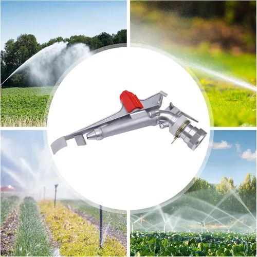 Vista 4 de Pistola rociadora de riego agrícola de 2 pulgadas, pistola de riego de área grande de 360°, rociador de riego para granjas, huertos, jardines de té