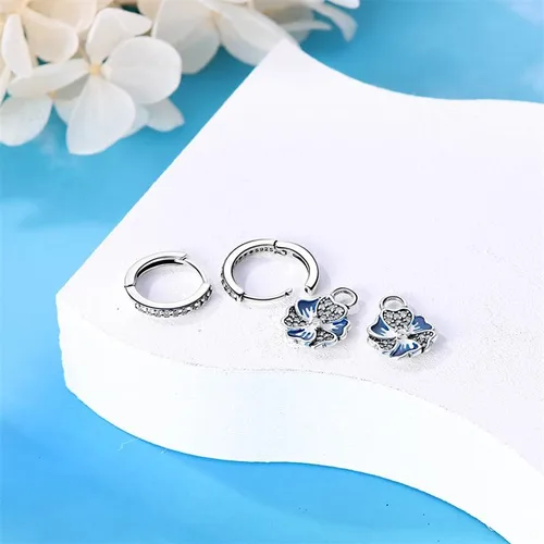 Vista 3 de Aretes de plata de ley S925 para mujer, aretes de aro Huggie
