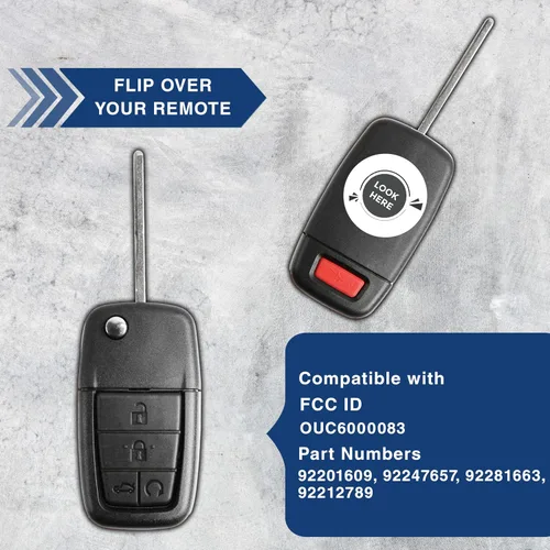 Vista 5 de 2 llaves remotas sin llave 4btn sin cortar para Pontiac (OUC6000083)