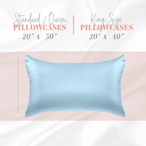 Vista 3 de Elegant Comfort Juego de 2 fundas de almohada de satén sedosas y lujosas para una piel y cabello más saludables, cierre con cremallera oculta
