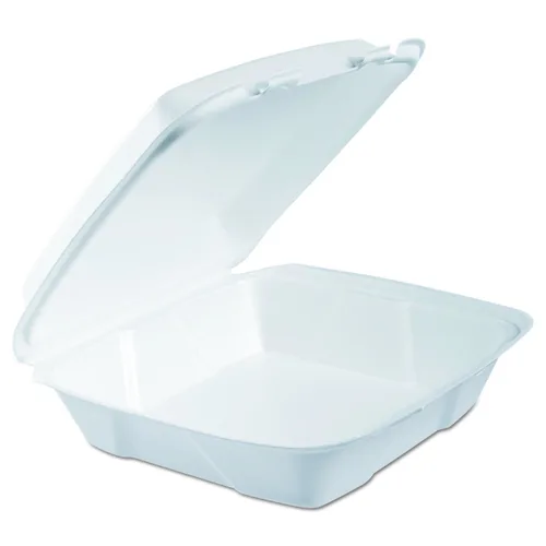 Vista 2 de Dart 90HT1R Recipientes de espuma con tapa con bisagras, 9.375 x 9.375 x 3, color blanco (caja de 200)