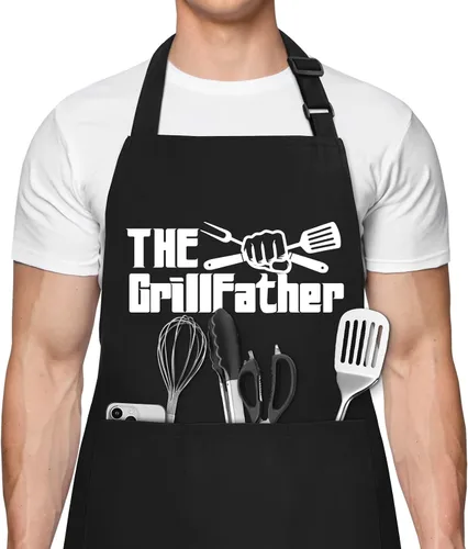 Vista 9 de Regalos para hombres, delantal divertido para hombres, delantales ajustables para papá, perfectos para cocinar en la cocina, barbacoa, parrilla