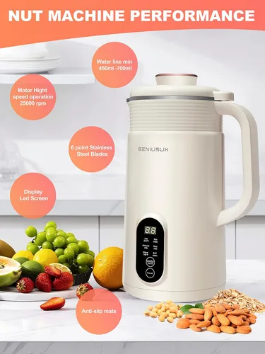 Vista 2 de Máquina para hacer leche de nuez para leche casera, a base de plantas con limpieza automática y control de temperatura, máquina de leche de soja