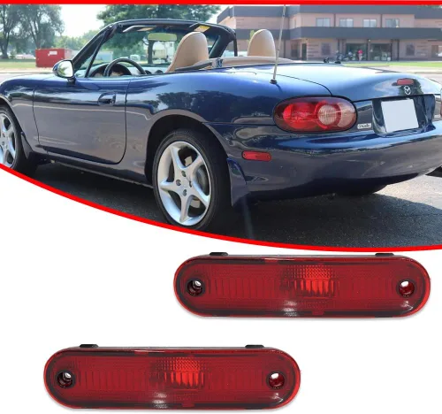 Vista 3 de Conjunto de carcasa de luz de marcador lateral de lente roja ámbar delantera y trasera compatible con lámpara de parachoques Fender Fender 1990-2005