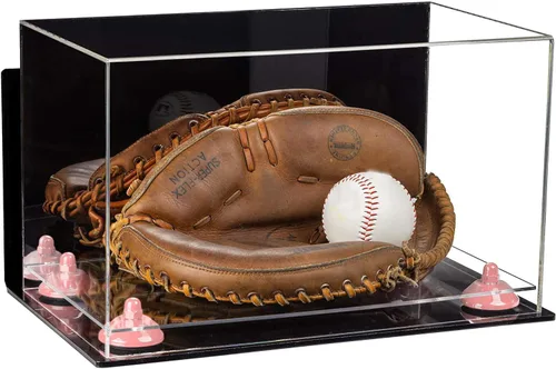 Vista 22 de Better Display Cases Vitrina de guantes de béisbol de acrílico transparente con elevadores negros (A011/V16)