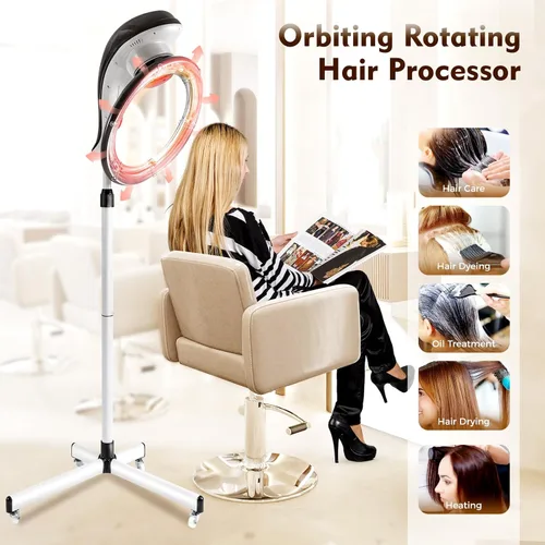 Vista 2 de YIYIBYUS Secador de pelo de pie, procesador profesional giratorio orbitante para teñir el cabello, tratamiento con aceite, secado de cabello, Gris