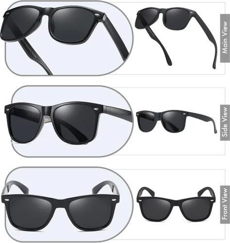 Vista 3 de Retro Rewind - Gafas de sol polarizadas para hombre y mujer, protección UV, gafas de sol clásicas