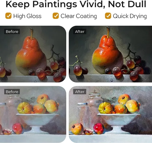 Vista 3 de Nicpro Barniz Brillante para Pintura Acrílica 4oz, Sin Amarilleamiento, No Tóxico, Anti-Agrietamiento, Barniz Acrílico Transparente para Artistas