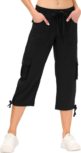 Vista 2 de MoFiz Pantalones de senderismo para mujer ligeros de secado rápido para exteriores atléticos viajes casuales holgados cómodos bonitos bolsillos Caqui