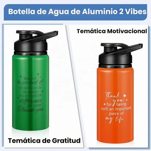 Vista 4 de Bokon - Paquete de 10 botellas de agua de aluminio con texto en inglés